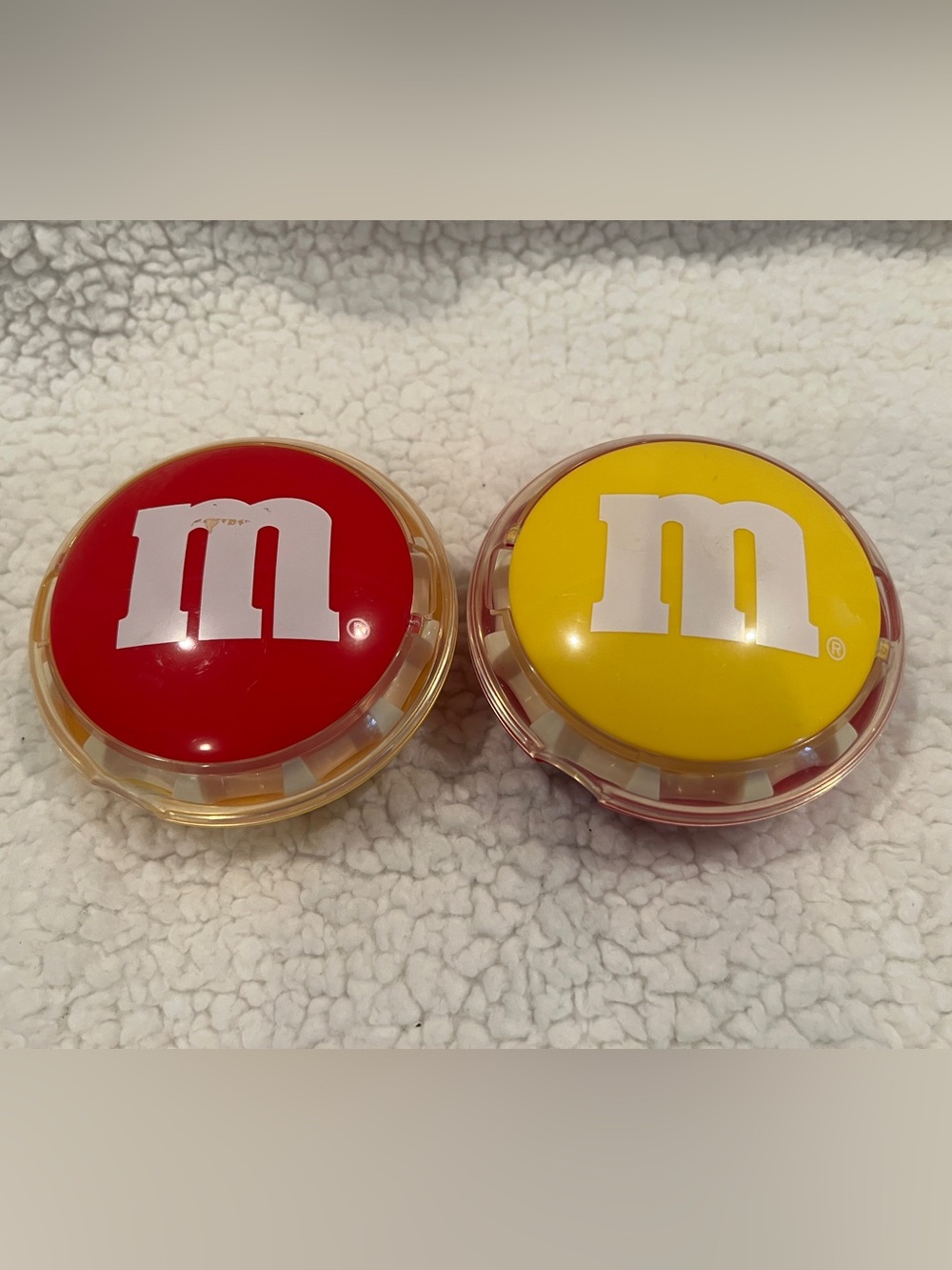 Vintage Red & Yellow M&M Clip on Belt Battery Operated Candy Dispenser
